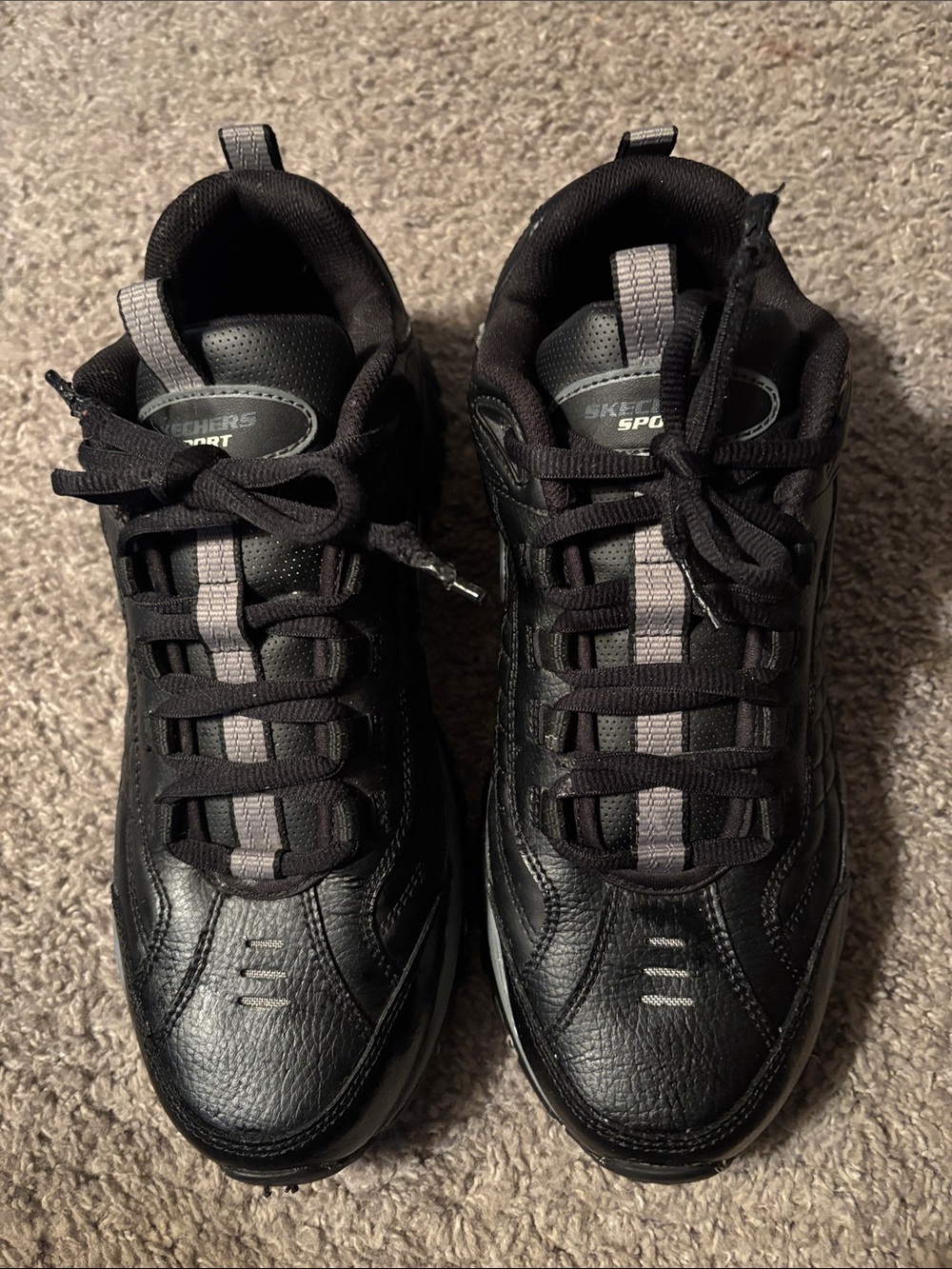 Skechers Men's Black and Gray Lace-Up Sneakers